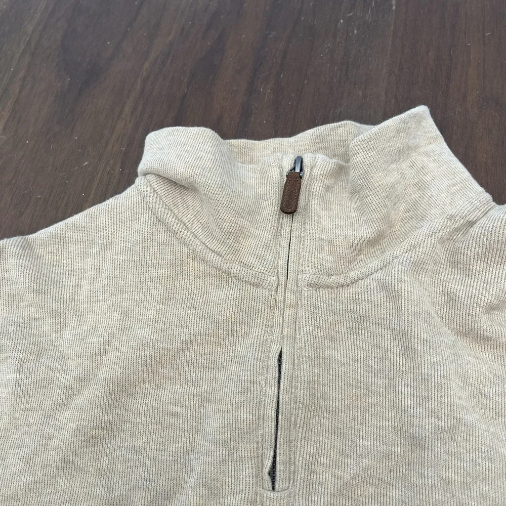 Polo Ralph Lauren Sweater Men's XL Beige Estate Rib Quarter 1/4 Zip Tight Knit